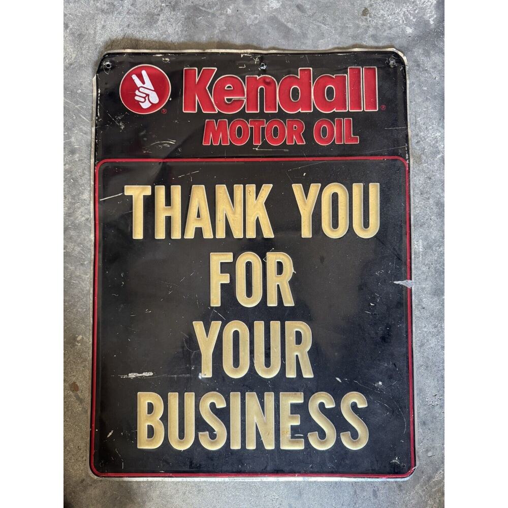VINTAGE "NOS" EMBOSSED KENDALL MOTOR OIL METAL SIGN ( NOT PORCELAIN ) GAS & OIL